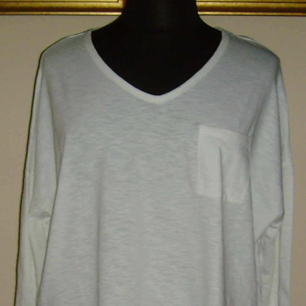 Lord & Taylor Woman 100% Cotton Long Sleeve Tee 2X - White - Picture 4 of 14